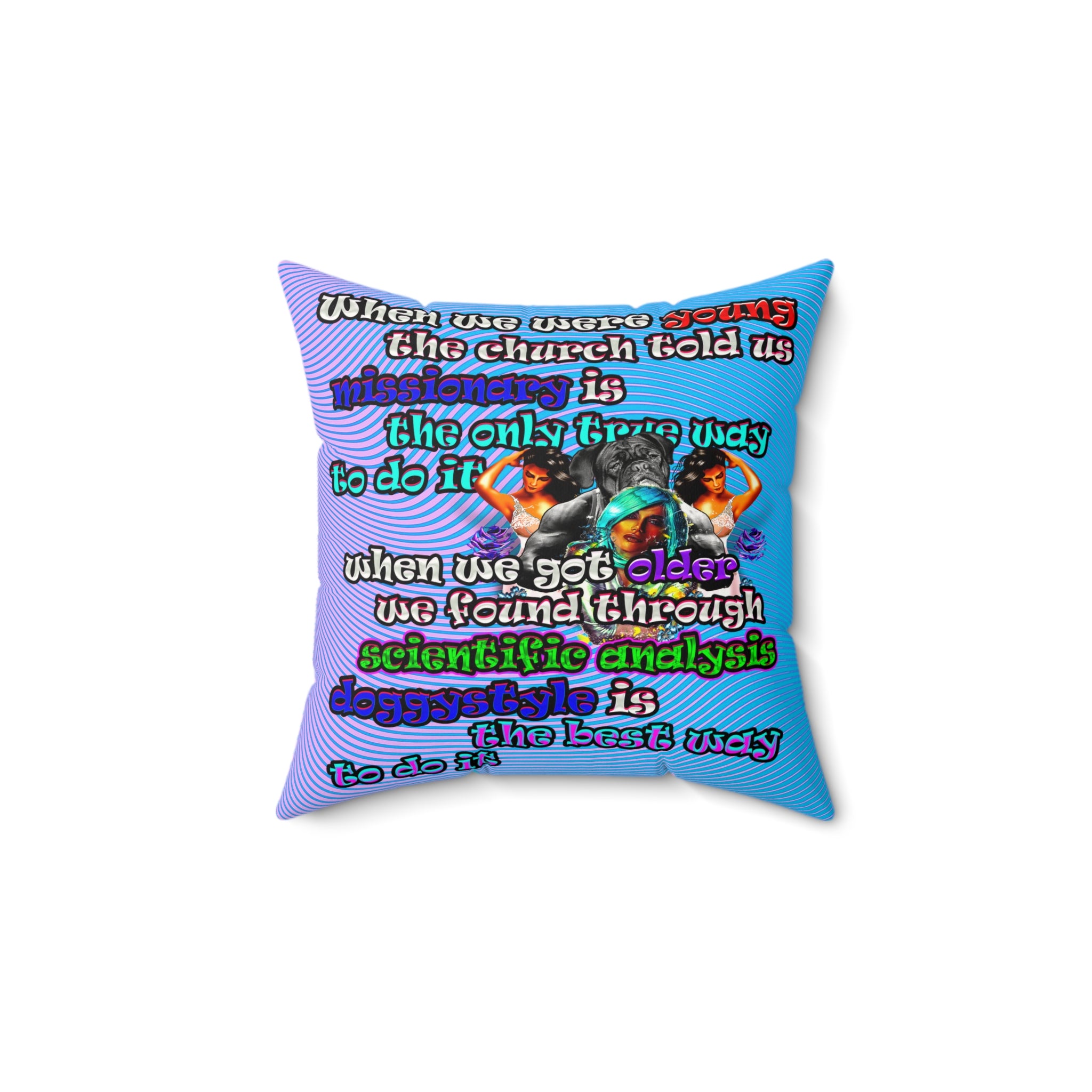 doggystyle - Faux Suede Square Pillow - (light blue-purple wave)