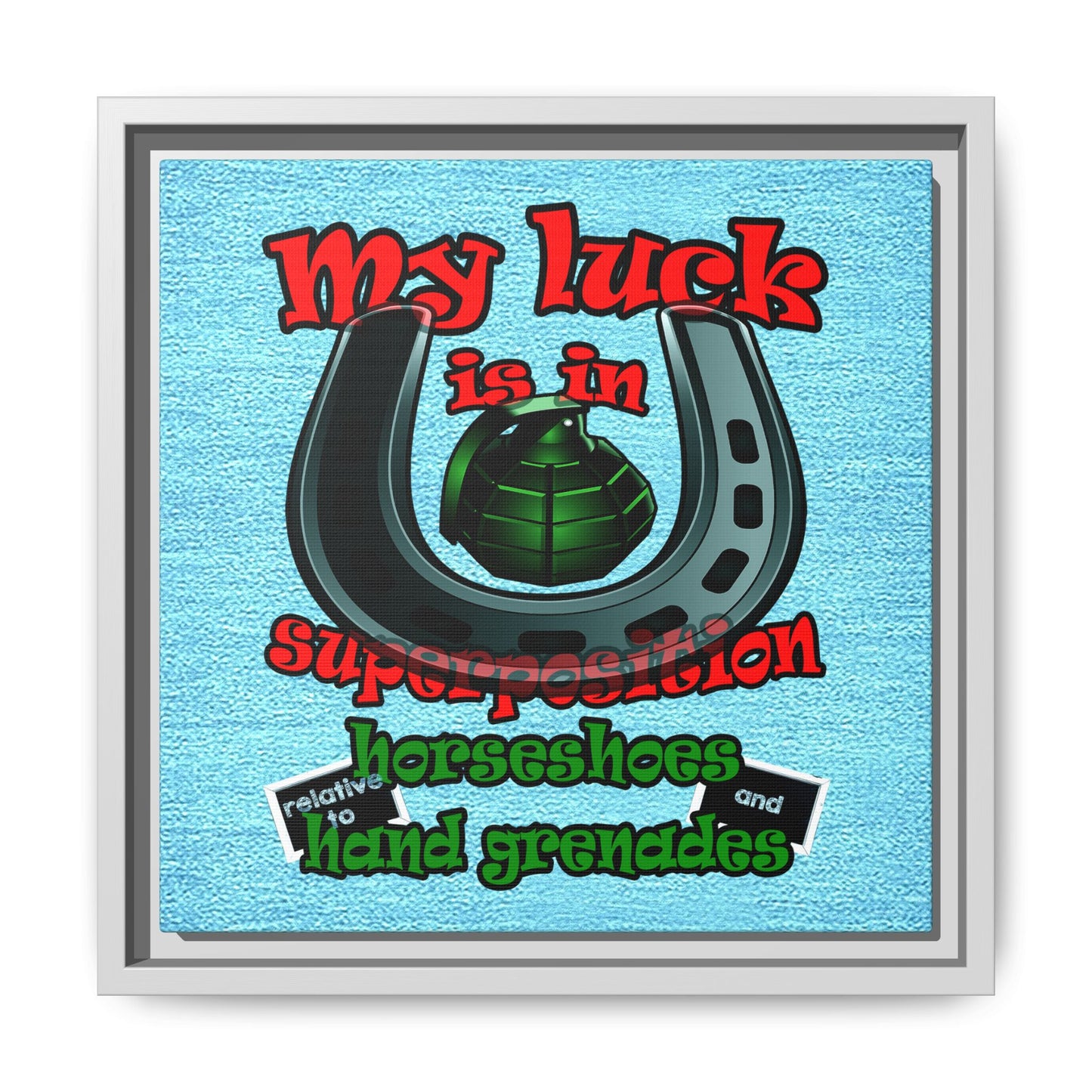 my luck - framed canvas art (faded blue)