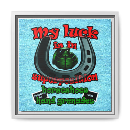 my luck - framed canvas art (faded blue)