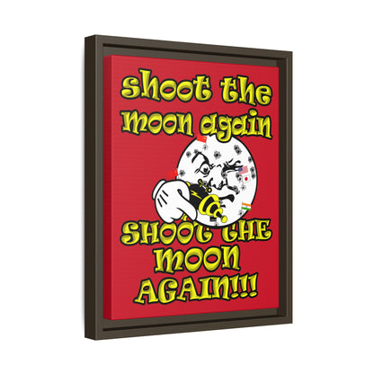 shoot the moon again - framed canvas art (dark red)