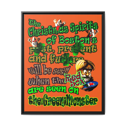 christmas spirits of boston - framed canvas art (orange)