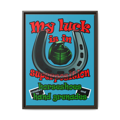my luck - framed canvas art (turquoise)