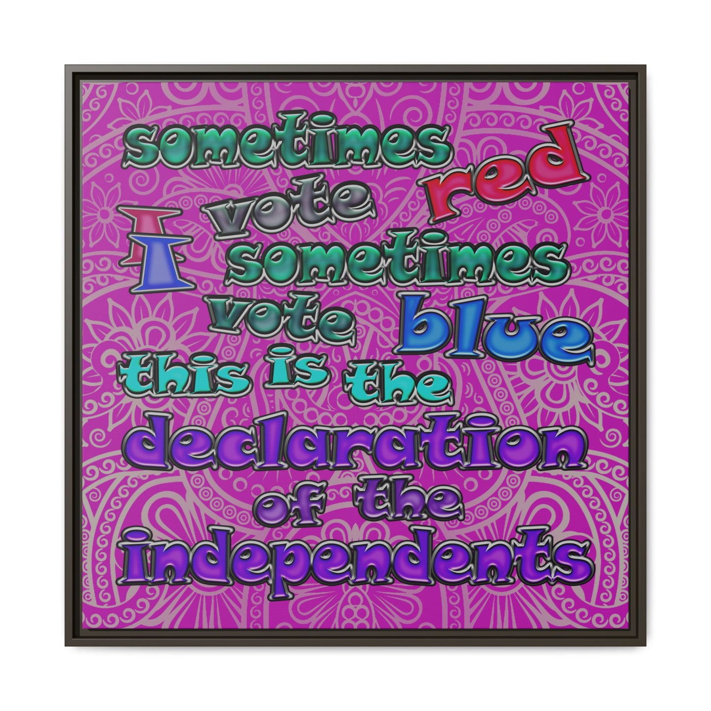 declaration of the independents - framed canvas art (pink swirl)