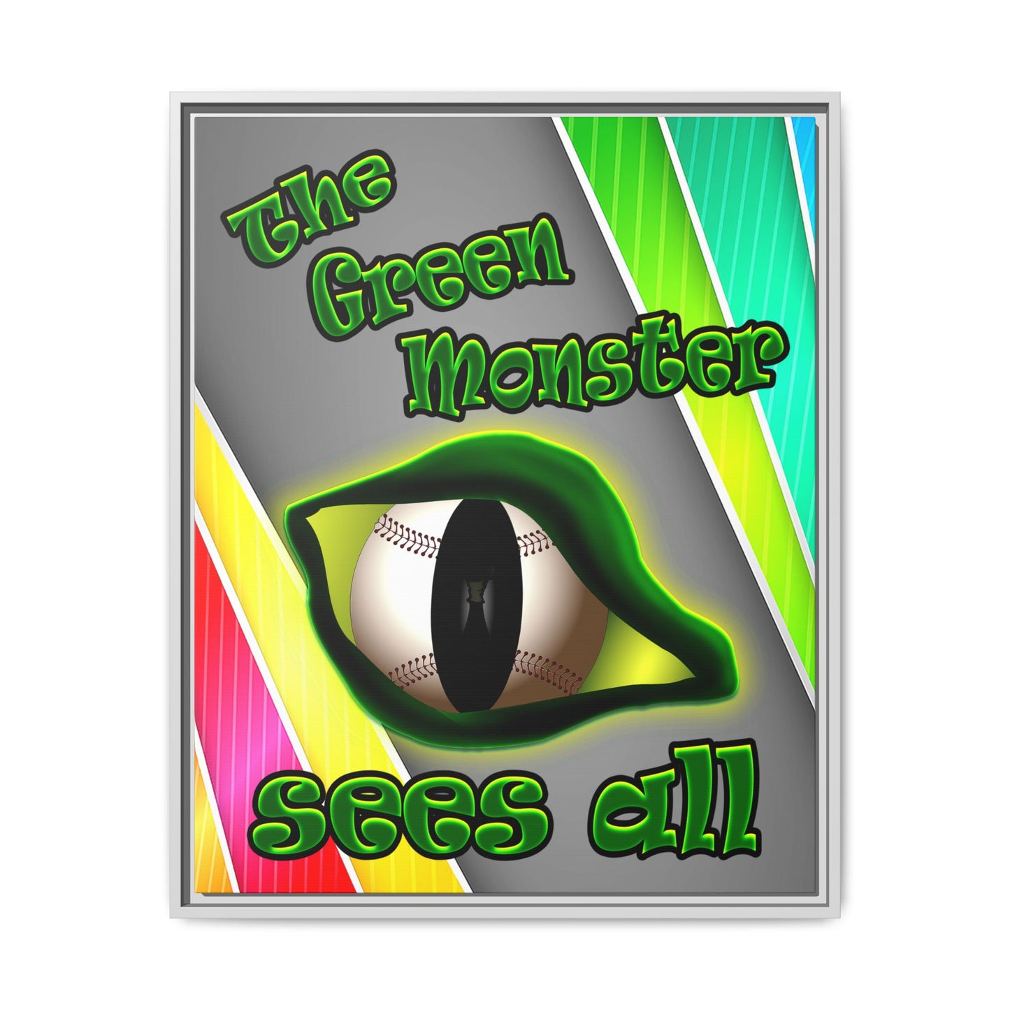 green monster - framed canvas art (rainbow split)