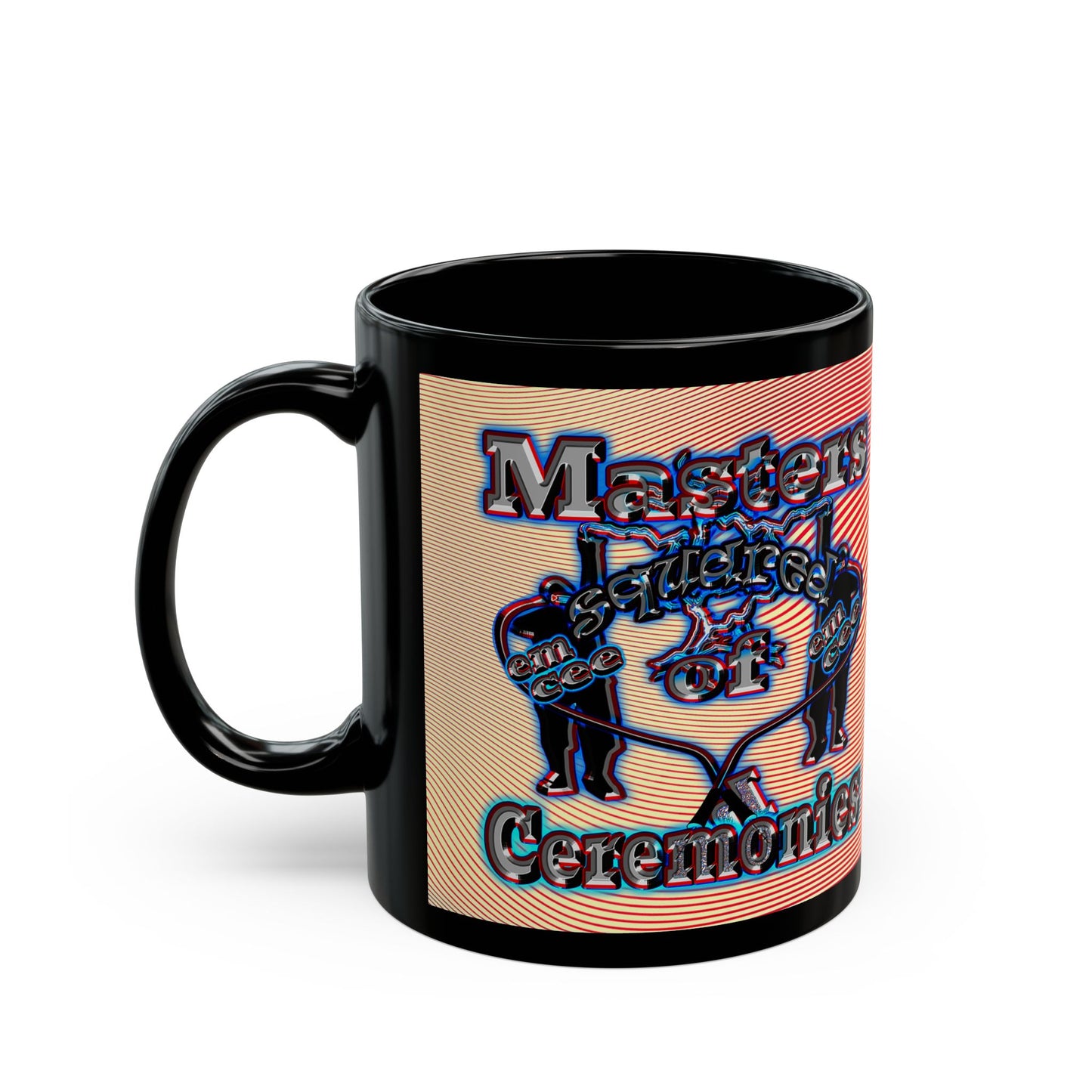em cee squared - Black Mug (yellow-orange wave)