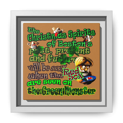 christmas spirits of boston - framed canvas art (light brown)
