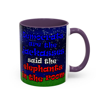 donkeys and elephants - Accent Mug ('snoops' background)