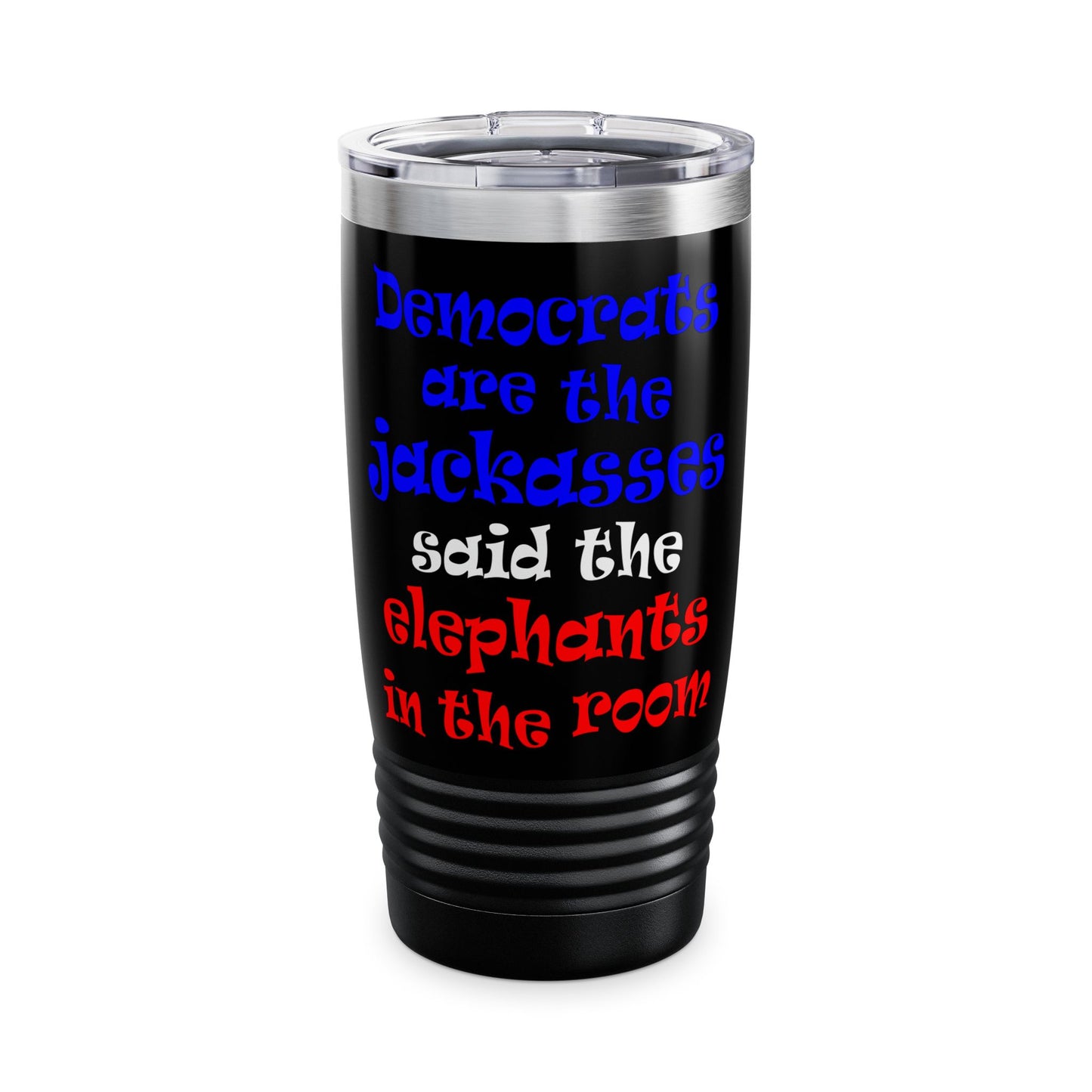 donkeys and elephants - Ringneck Tumbler, 20oz (black)