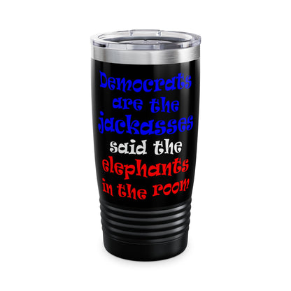donkeys and elephants - Ringneck Tumbler, 20oz (black)