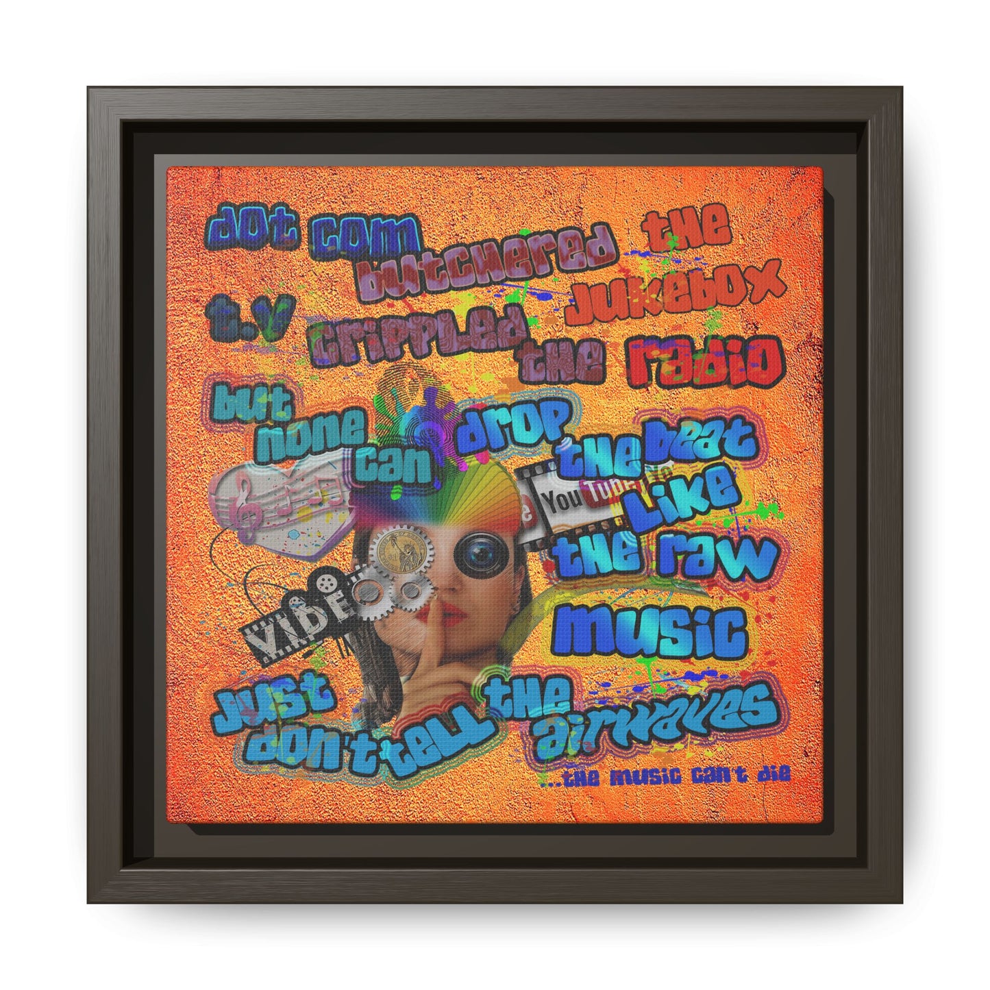 drop the beat - framed canvas art (burnt orange)