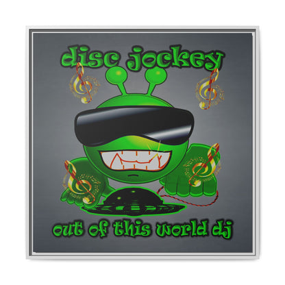 disc jockey - framed canvas art (grey-light grey)