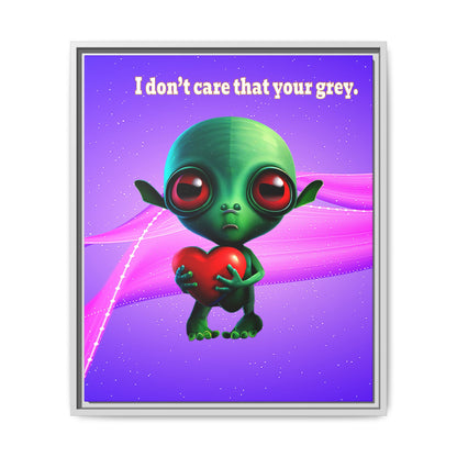 I don't care that your grey - framed canvas art (purple-pink wave)