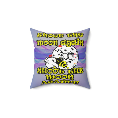 shoot the moon again - Spun Polyester Square Pillow - (light blue-pink wave)