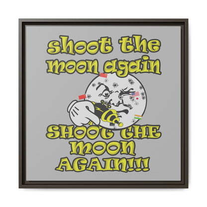 shoot the moon again - framed canvas art (light grey)