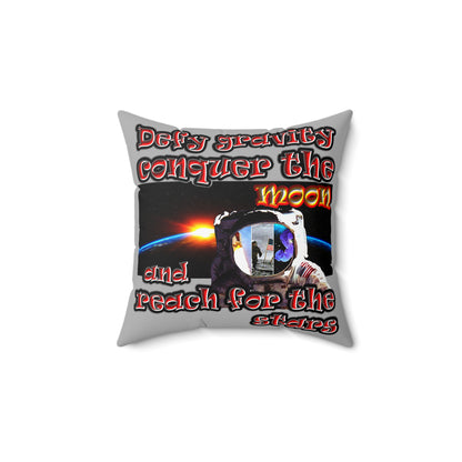 defy conquer reach - Spun Polyester Square Pillow - (light grey)