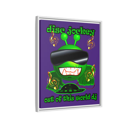disc jockey - framed canvas art (purple)