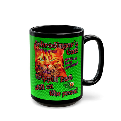 schrodinger's cat - Black Mug (logo green)