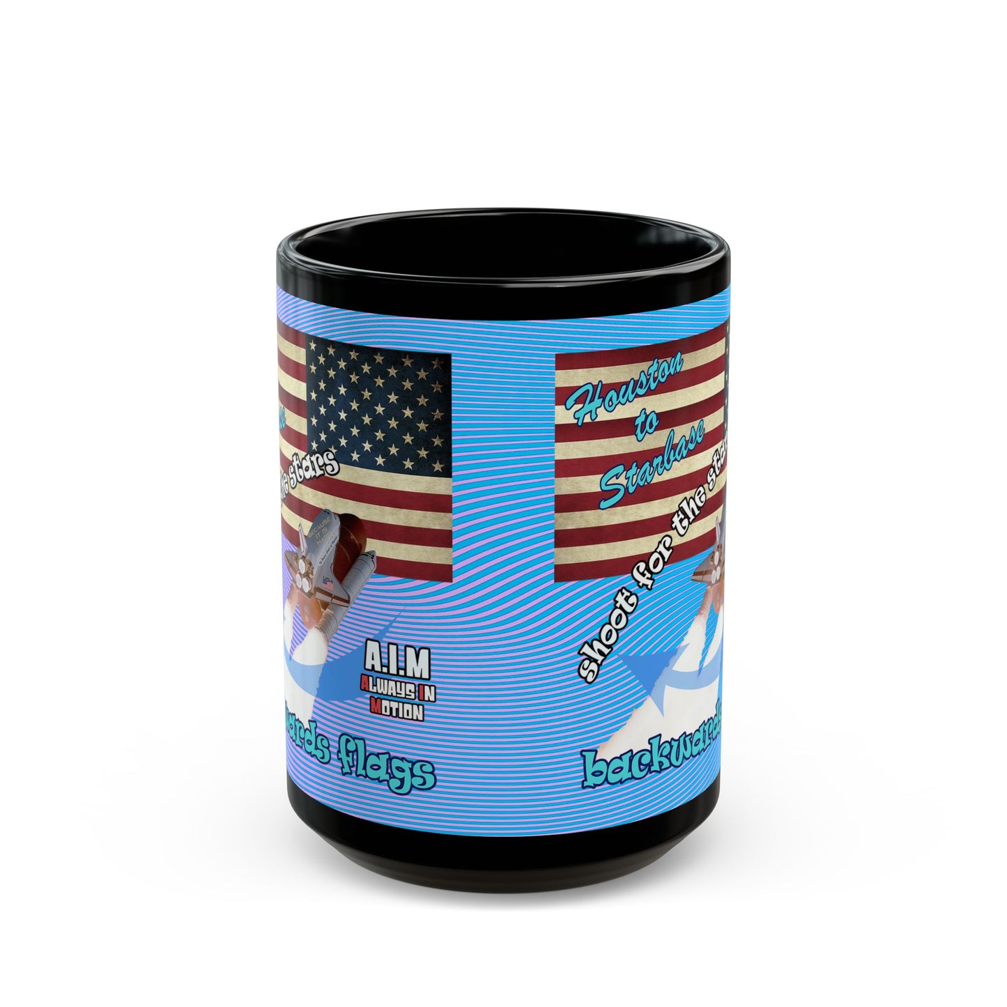 shoot for the stars - Black Mug (light blue-purple wave)