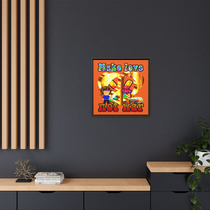 love peace - framed canvas art (orange)