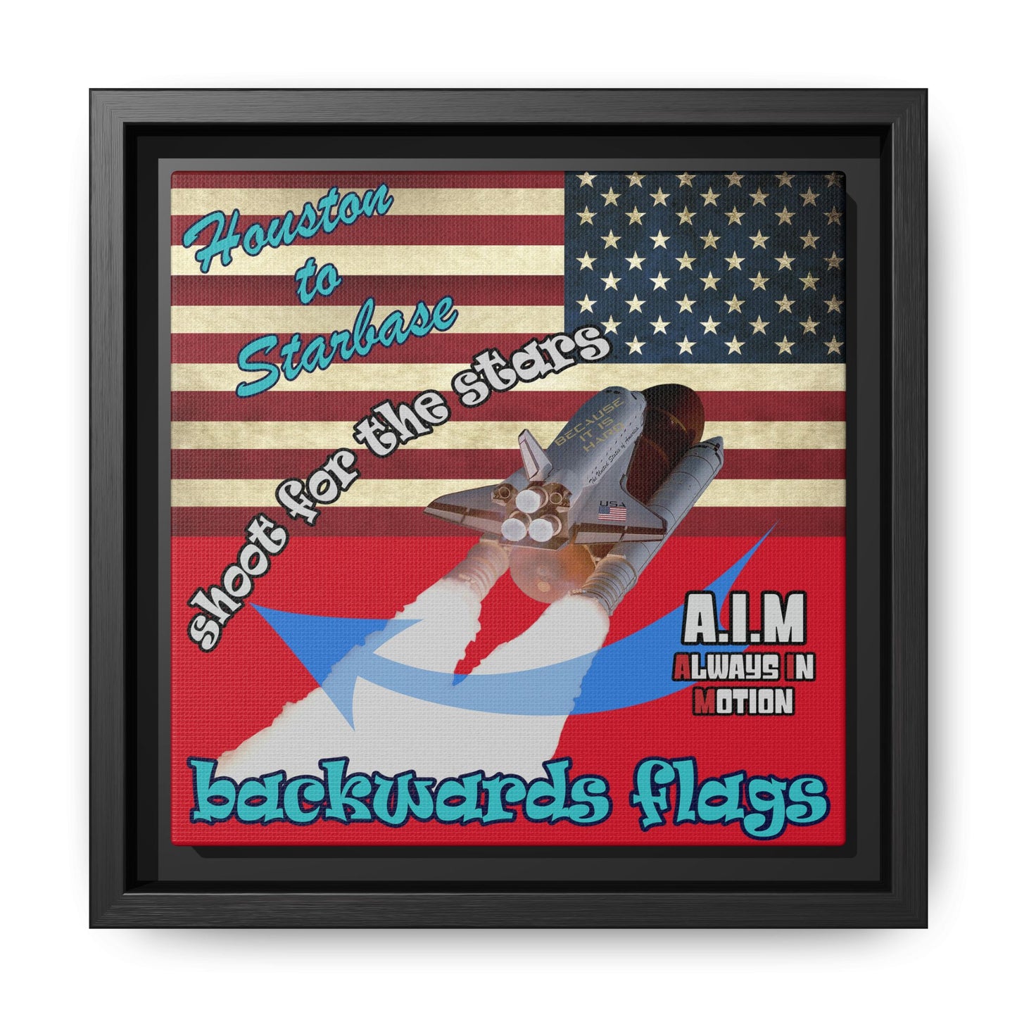 shoot for the stars - framed canvas art (dark red)