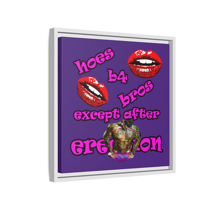 hoes b4 bros - framed canvas art (purple)
