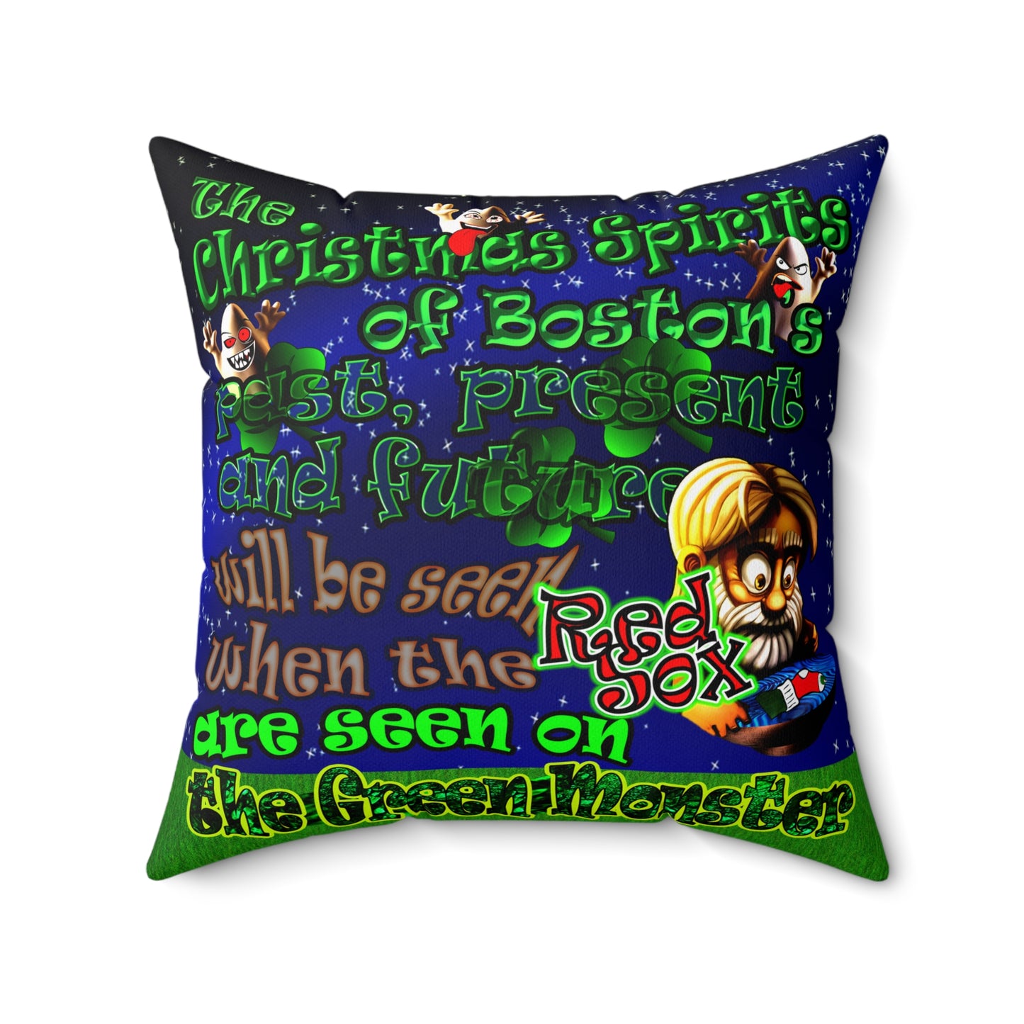christmas spirits of boston - Spun Polyester Square Pillow - ('snoops' background)