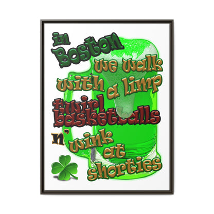 celtics logo - framed canvas art (white)