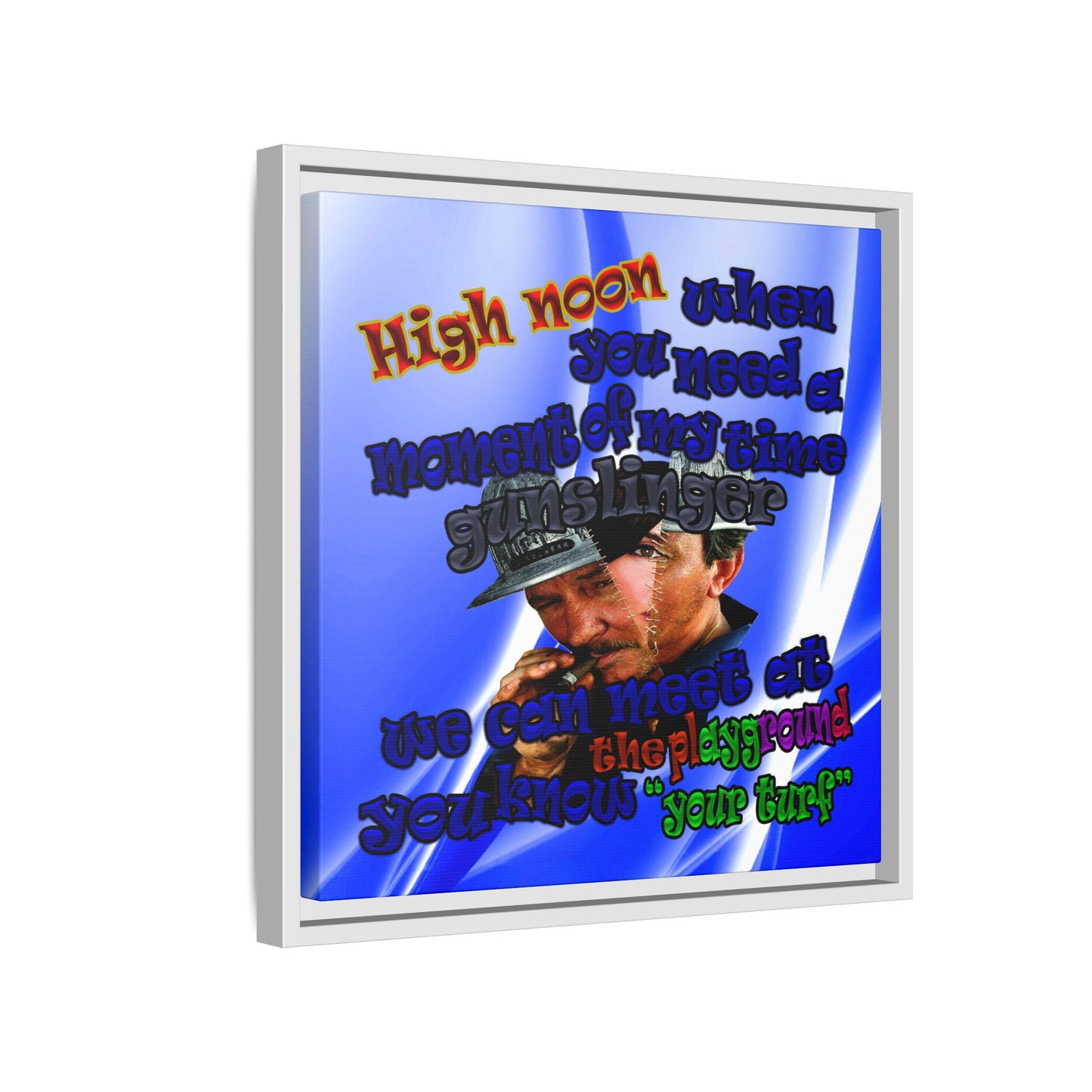 high noon - framed canvas art (blue-white wave)