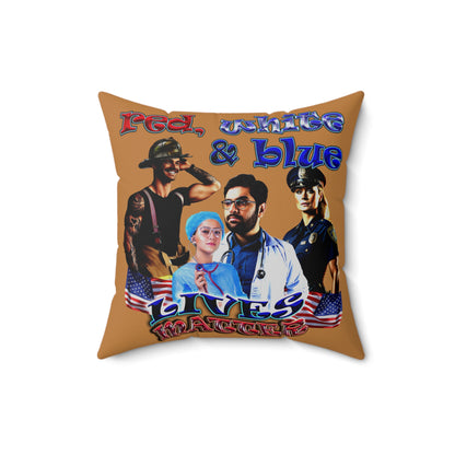 rw&b lives matter - Spun Polyester Square Pillow - (light brown)