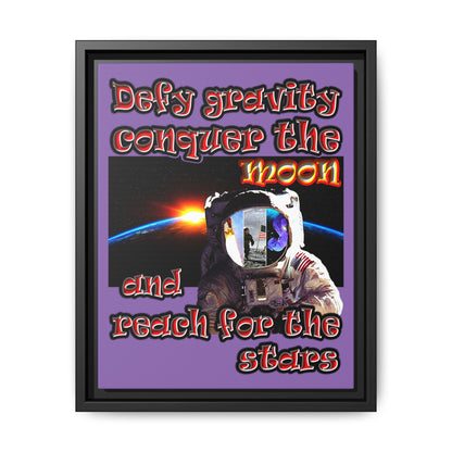 defy conquer reach - framed canvas art (light purple)