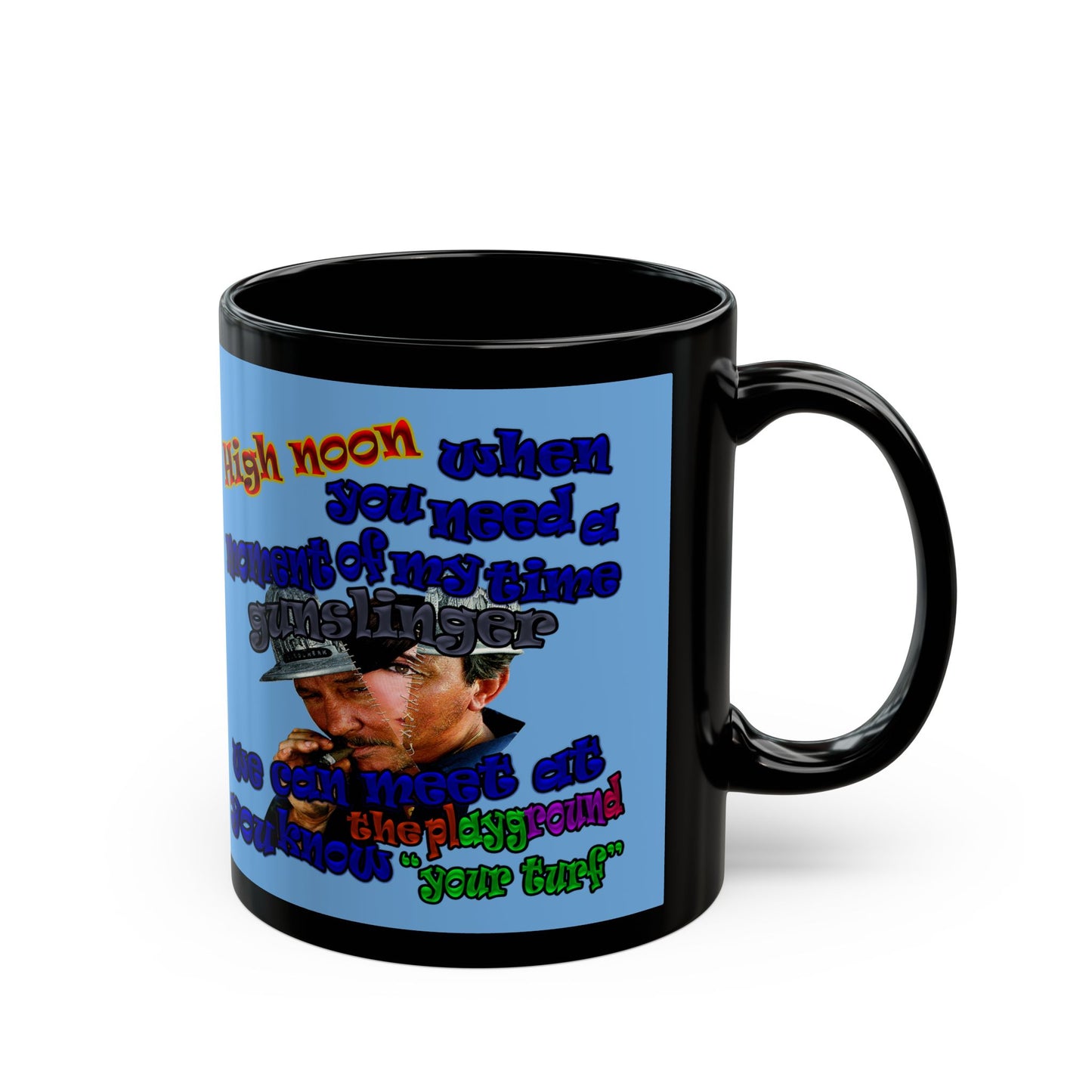 high noon - Black Mug (light blue)