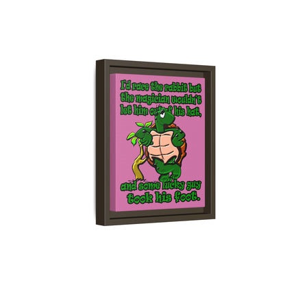 turtle race - framed canvas art (light pink)