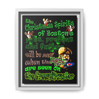 christmas spirits of boston - framed canvas art (black)
