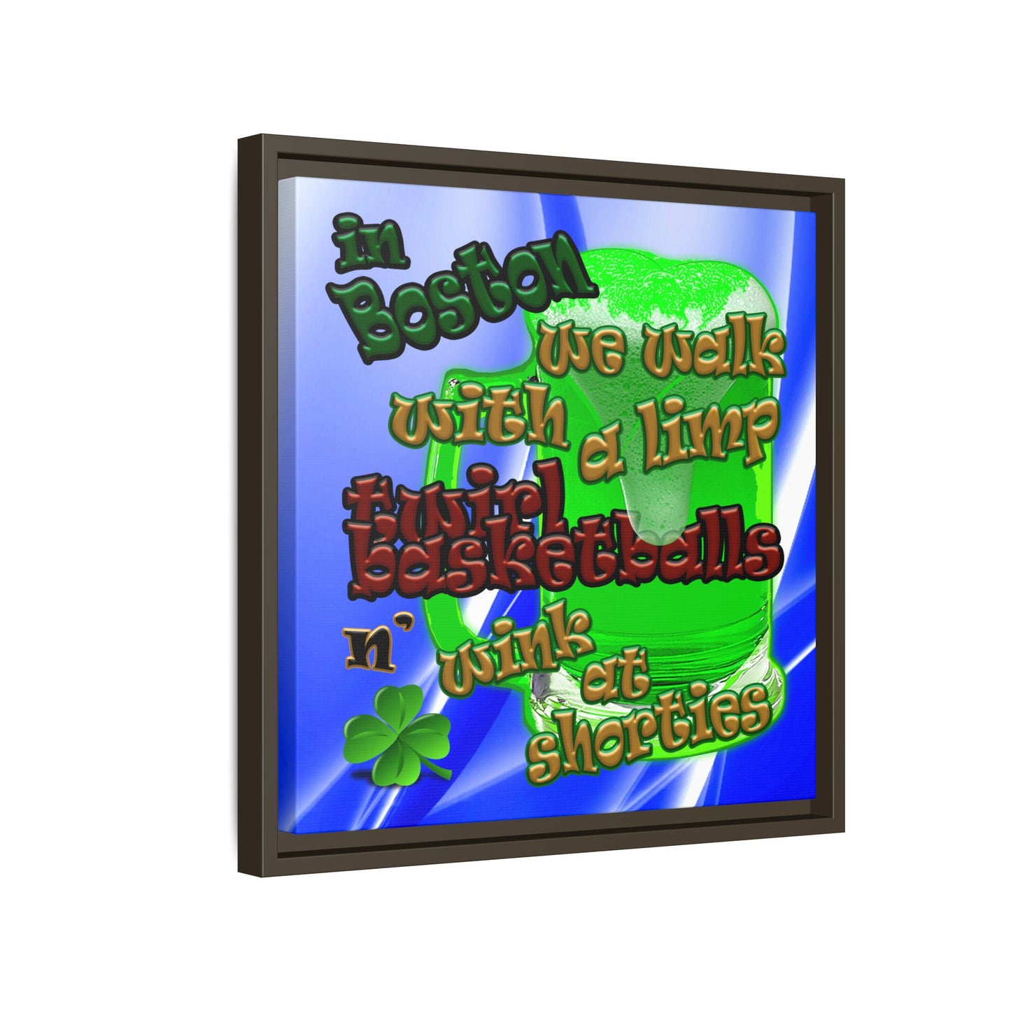 celtics logo - framed canvas art (blue-white wave)