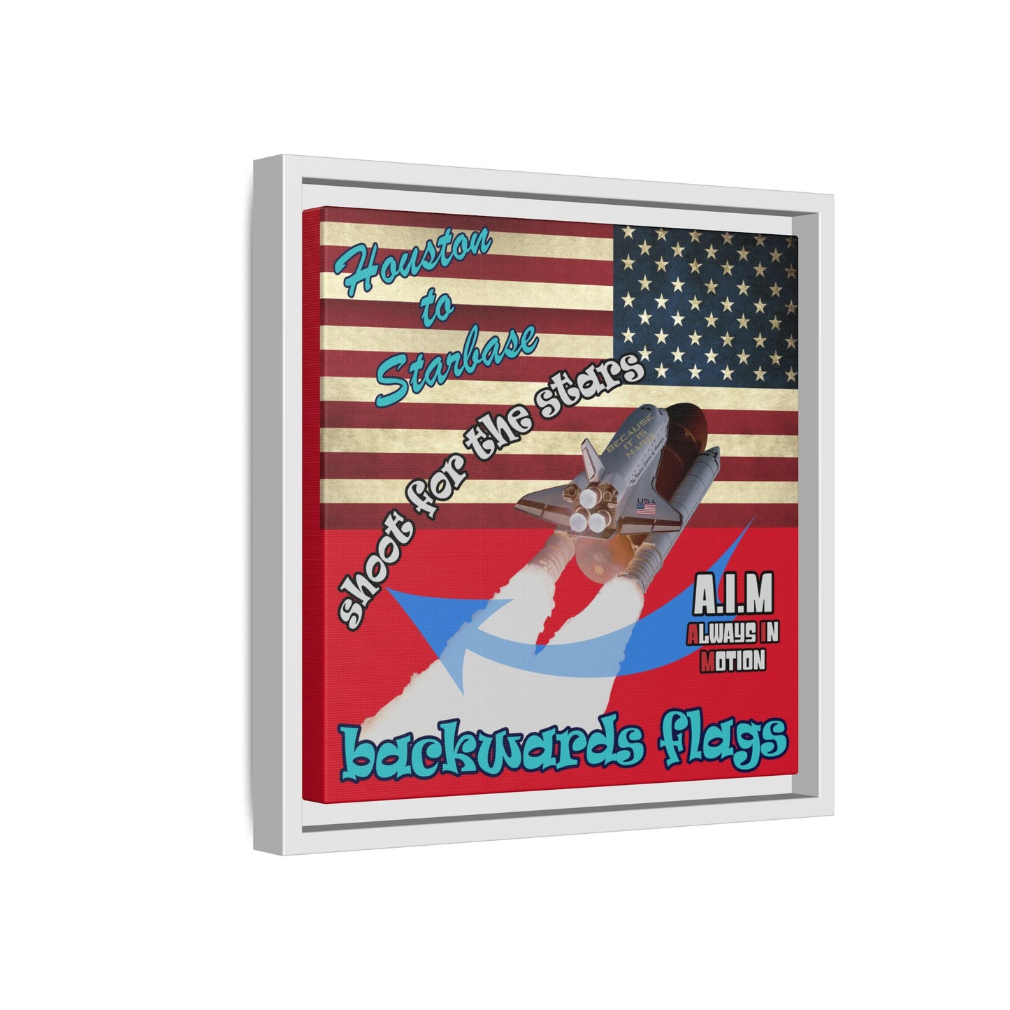 shoot for the stars - framed canvas art (dark red)