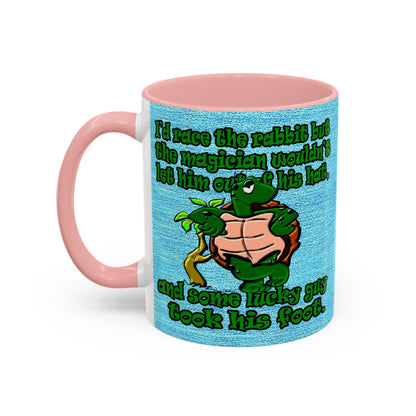 turtle race - Accent Mug (faded dark blue)