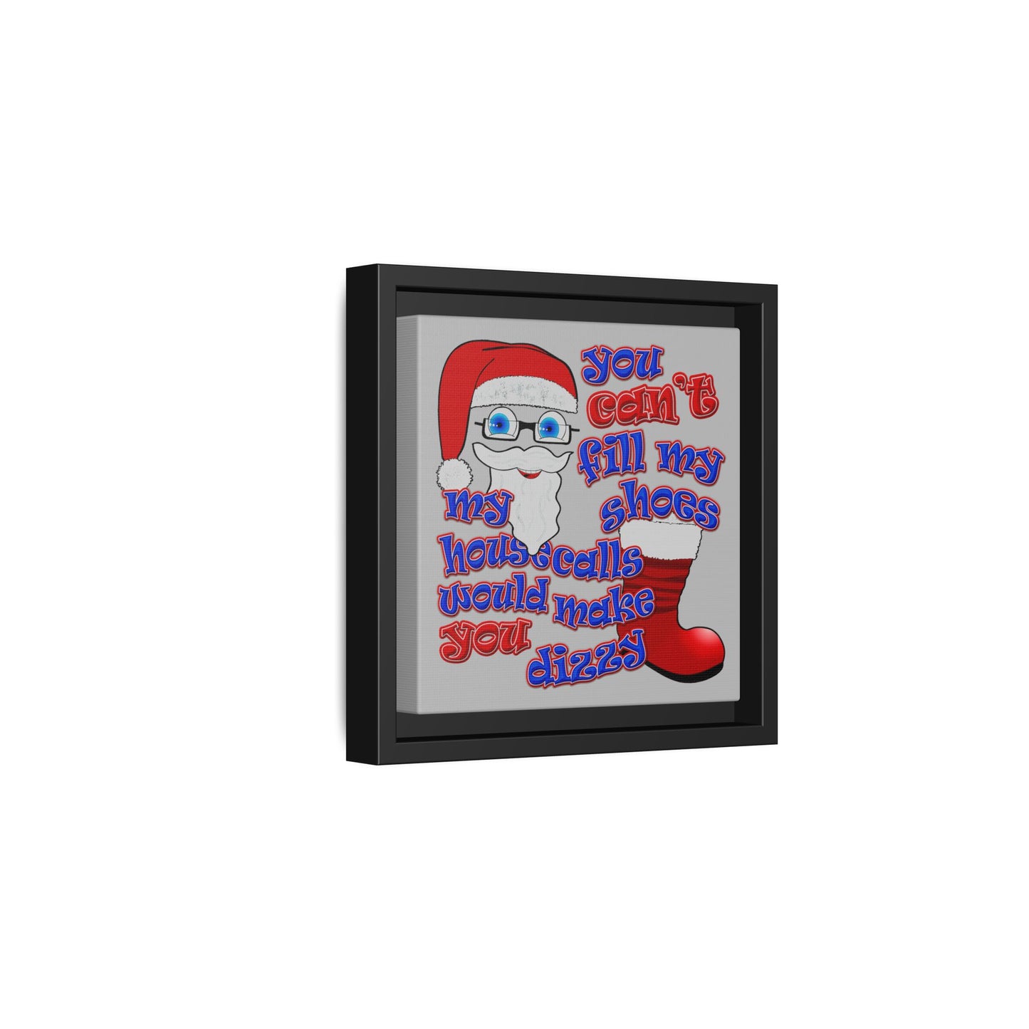 santa's shoes - framed canvas art (light grey)