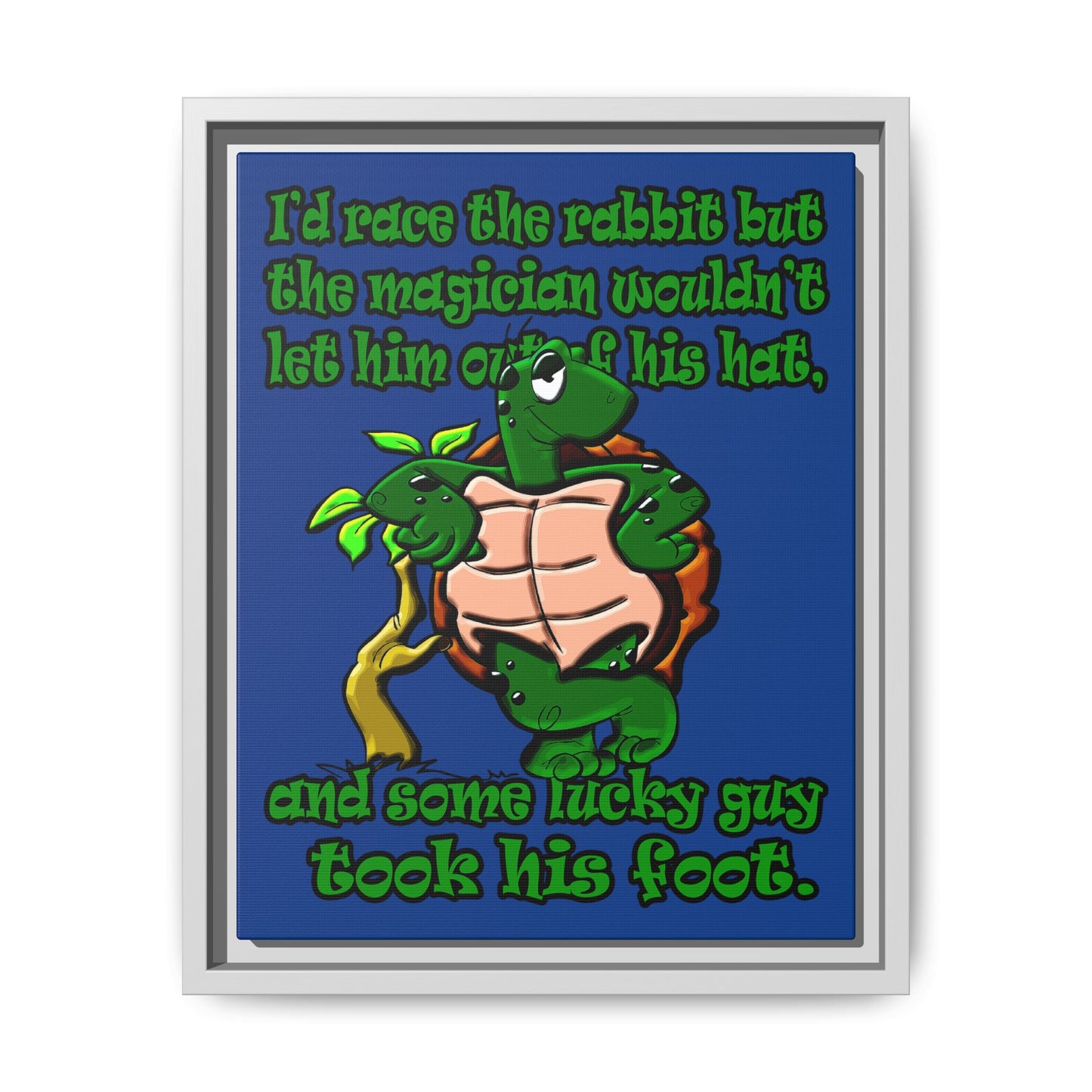 turtle race - framed canvas art (dark blue)