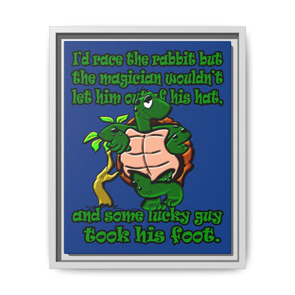 turtle race - framed canvas art (dark blue)