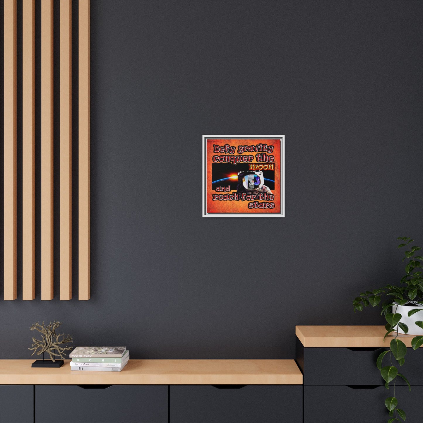defy conquer reach - framed canvas art (burnt orange)
