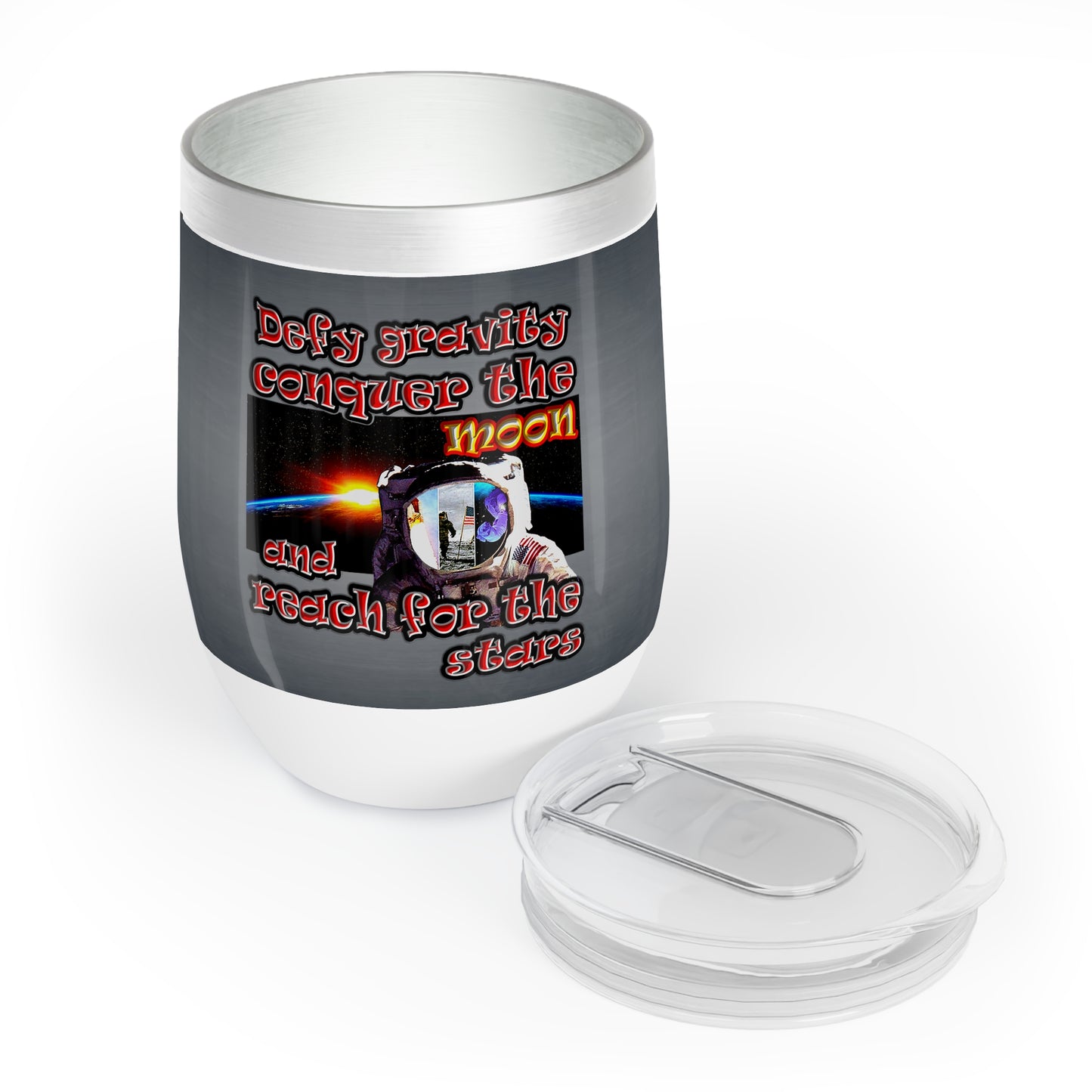 defy conquer reach - Chill Wine Tumbler (grey-light grey)