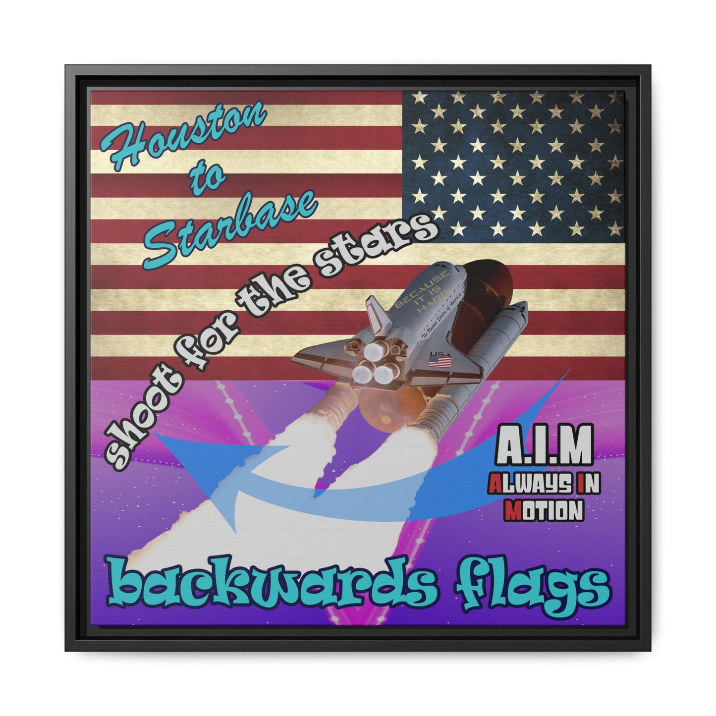 shoot for the stars - framed canvas art (purple-pink wave)