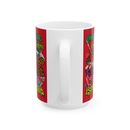the bum's shit - White Mug (dark red)