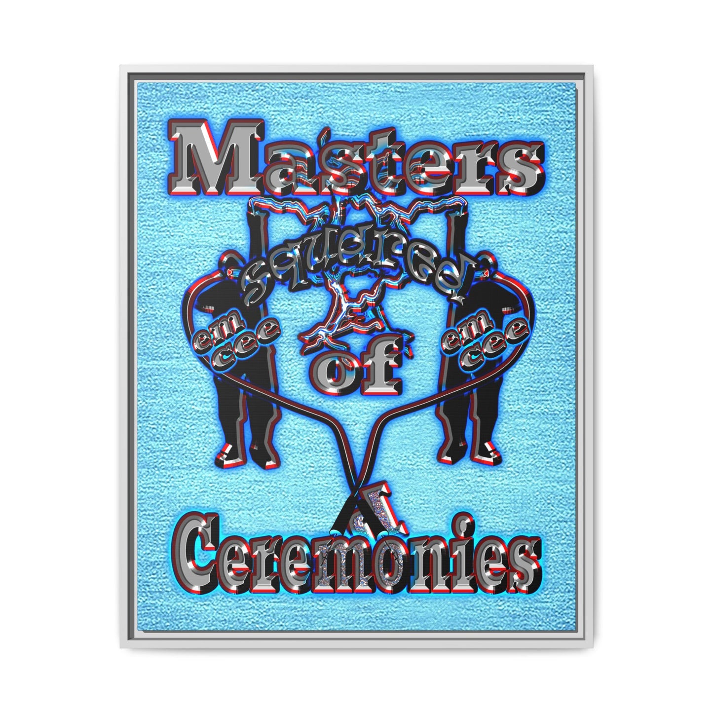 em cee squared - framed canvas art (faded blue)