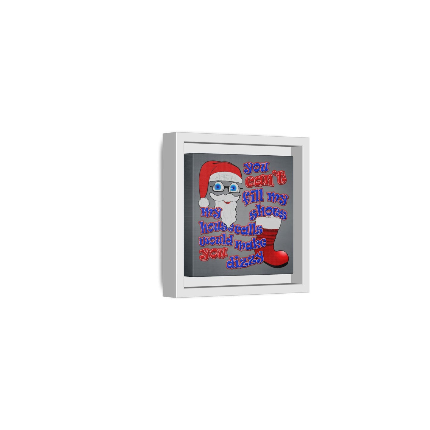 santa's shoes - framed canvas art (grey-light grey)
