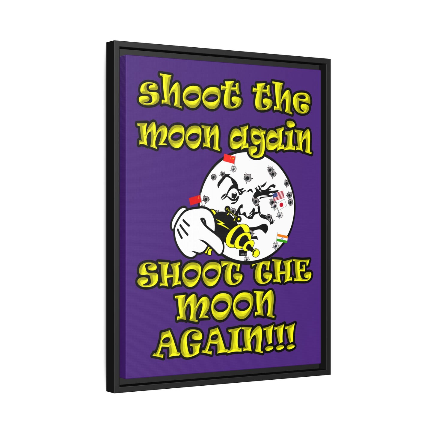 shoot the moon again - framed canvas art (purple)