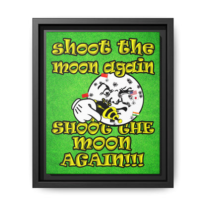 shoot the moon again - framed canvas art (green turf)