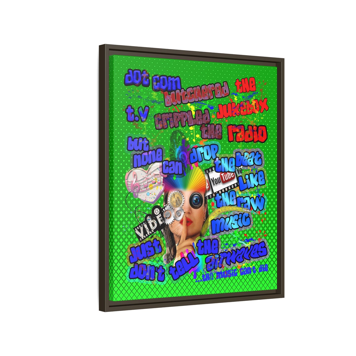 drop the beat - framed canvas art (logo green)