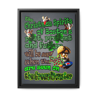 christmas spirits of boston - framed canvas art (grey-light grey)