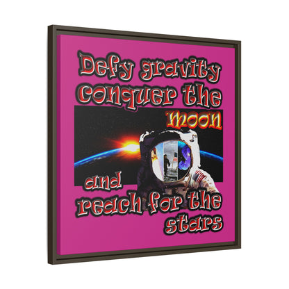 defy conquer reach - framed canvas art (pink)